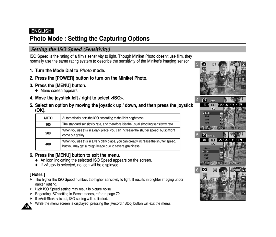 Samsung VP-MS11, VP-MS15 manual Setting the ISO Speed Sensitivity, Auto 