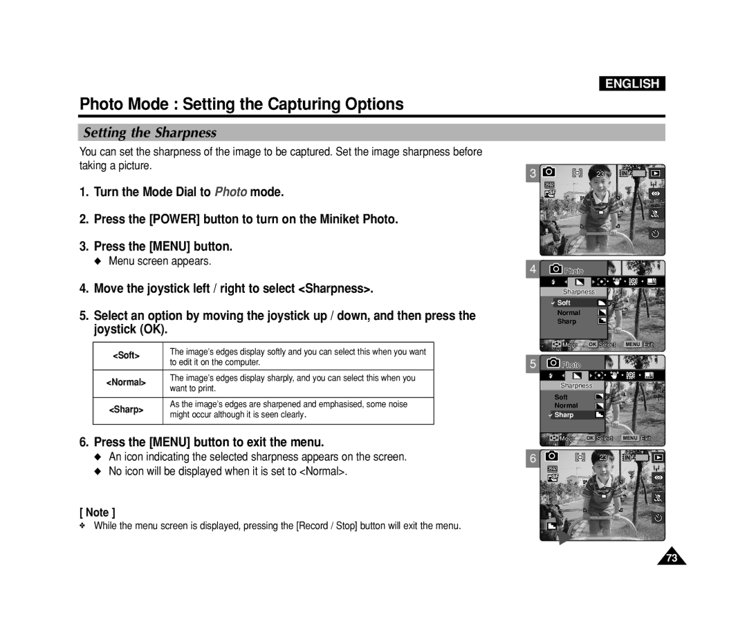 Samsung VP-MS15, VP-MS11 manual Setting the Sharpness, Soft 