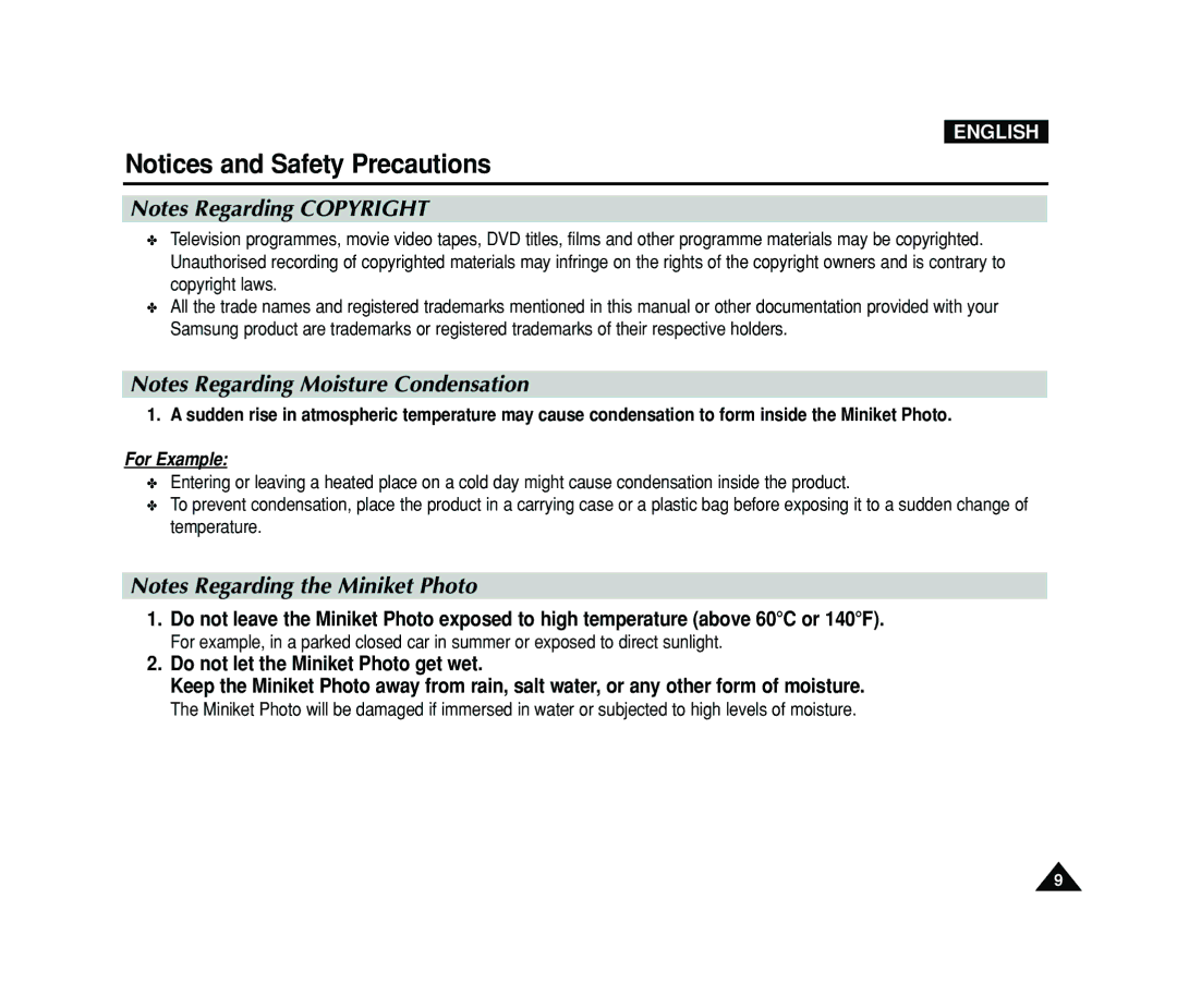 Samsung VP-MS15, VP-MS11 manual For Example 