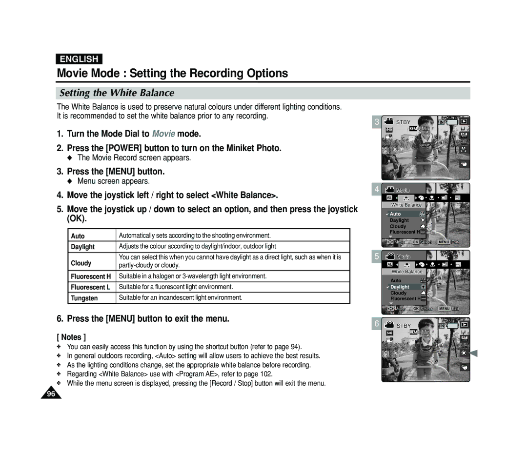 Samsung VP-MS11, VP-MS15 manual Tungsten 