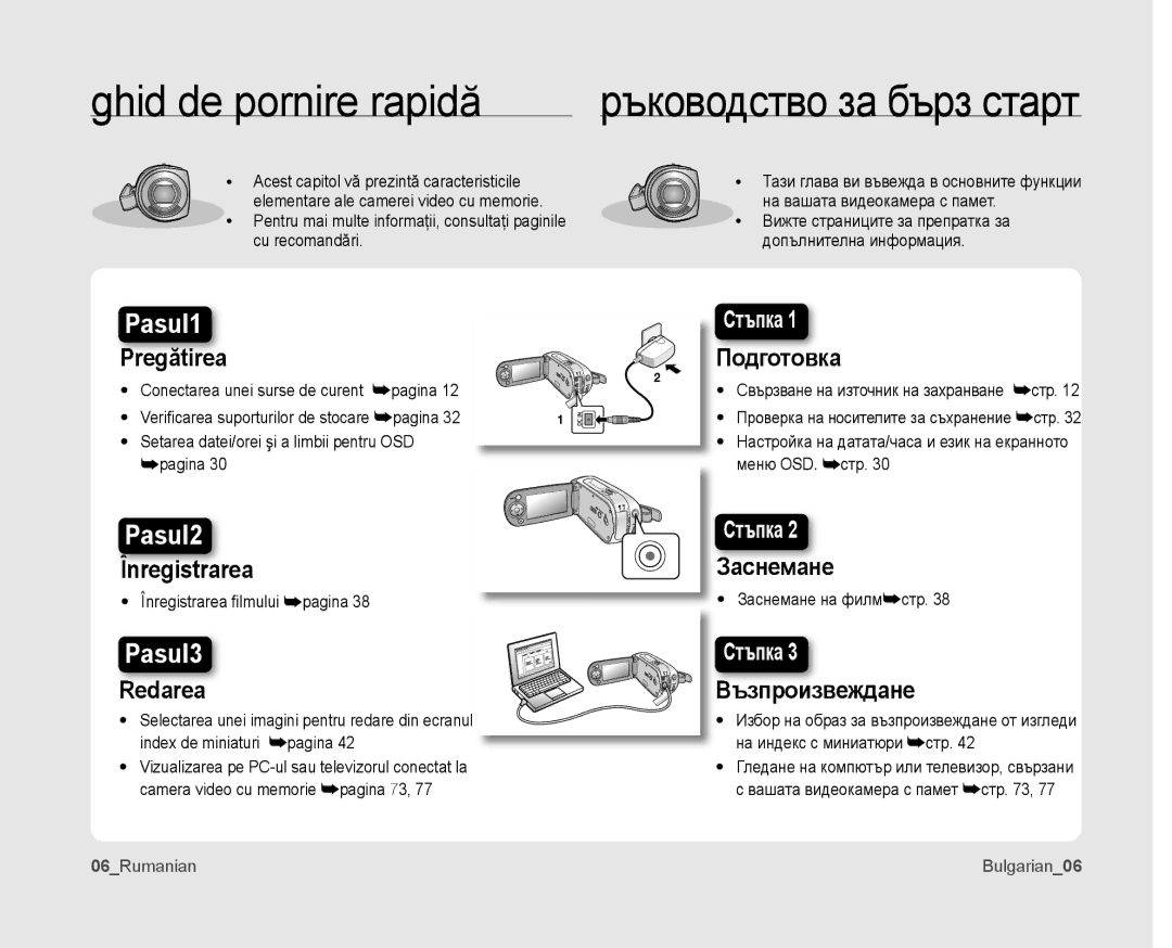 Samsung VP-MX10A/XEE, VP-MX10/XEE manual Ghid de pornire rapidă, 06Rumanian, Bulgarian06 