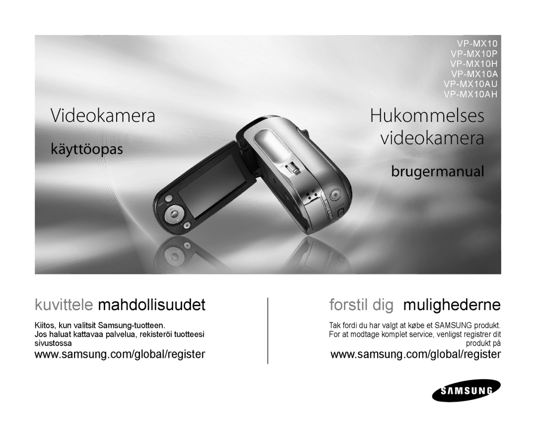 Samsung VP-MX10/XEE manual Videokamera, Käyttöopas Kuvittele mahdollisuudet 