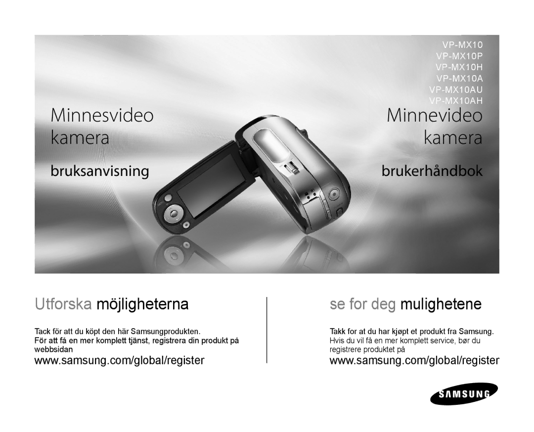 Samsung VP-MX10/XEE manual Minnesvideo kamera 