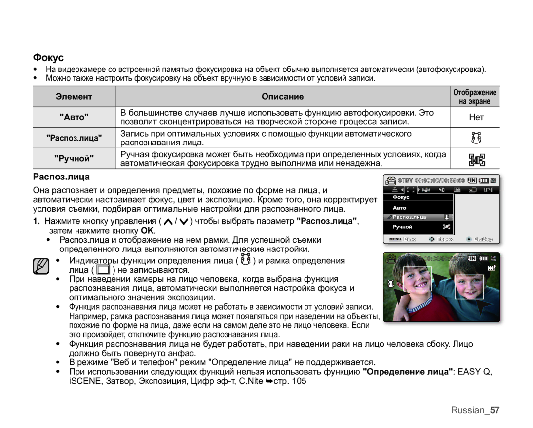 Samsung VP-MX20/XER, VP-MX20C/EDC, VP-MX20C/XER, VP-MX20L/XER, VP-MX20R/XER manual Ɏɨɤɭɫ, Ɋɚɫɩɨɡɥɢɰɚ, Ɋɭɱɧɨɣ 