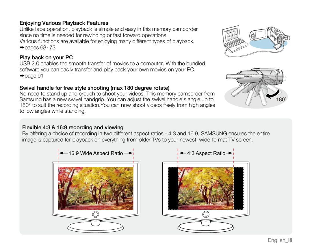 Samsung VP-MX20L, VP-MX20R, VP-MX20CH, VP-MX20H user manual Englishiii 