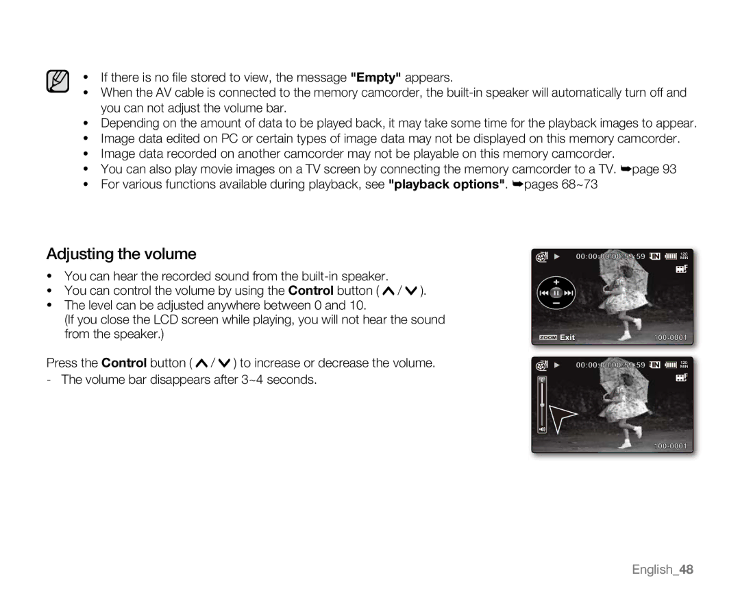 Samsung VP-MX20R, VP-MX20CH, VP-MX20H, VP-MX20L user manual Adjusting the volume 