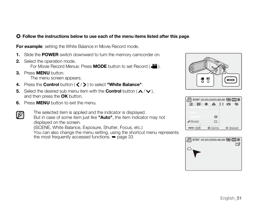 Samsung VP-MX20L, VP-MX20R, VP-MX20CH, VP-MX20H user manual English51 