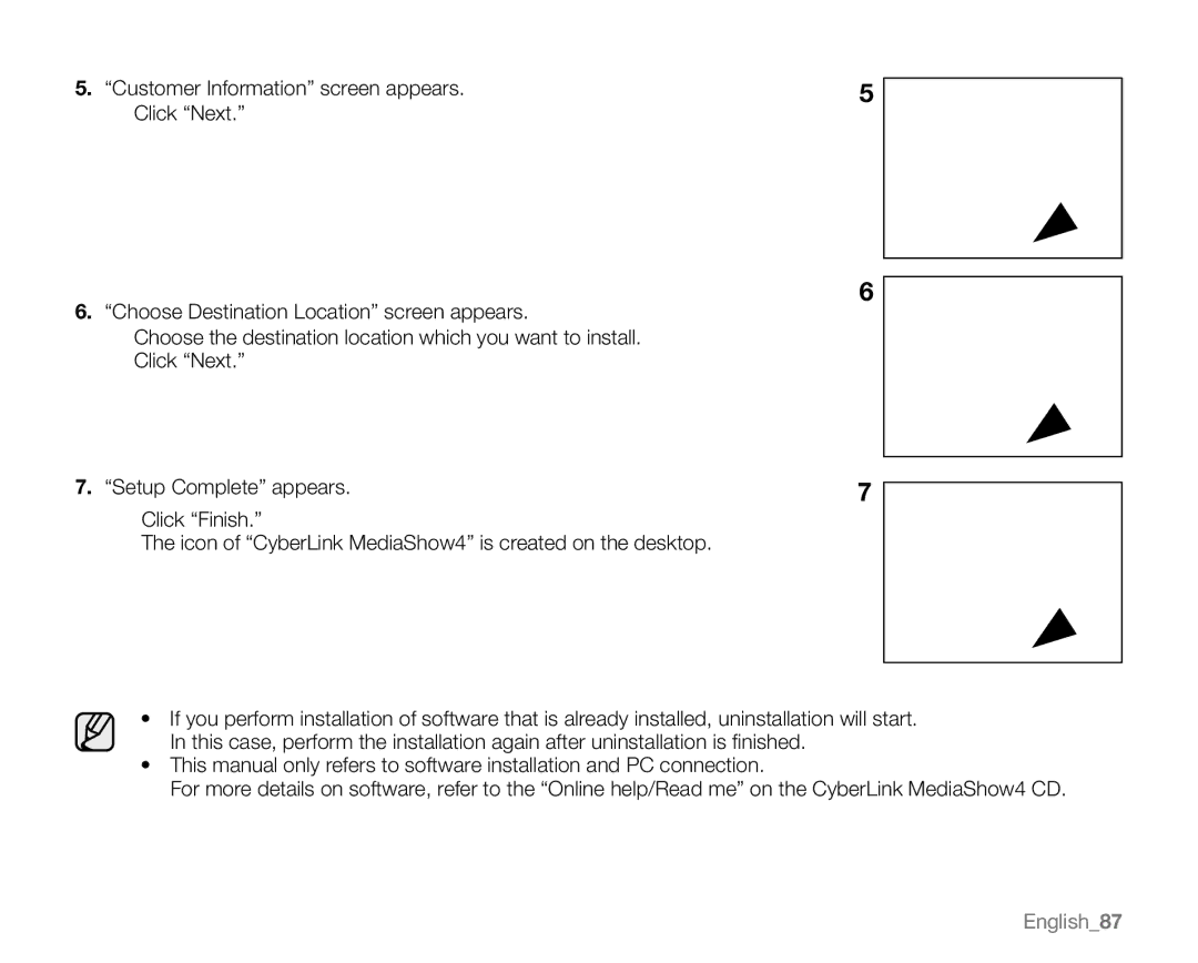 Samsung VP-MX20L, VP-MX20R, VP-MX20CH, VP-MX20H user manual Setup Complete appears 