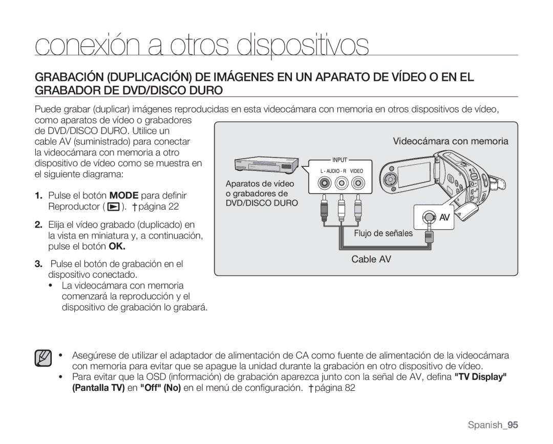 Samsung VP-MX20CH/EDC manual Pulse el botón Mode para deﬁnir Reproductor . ²página, Pulse el botón de grabación en el 