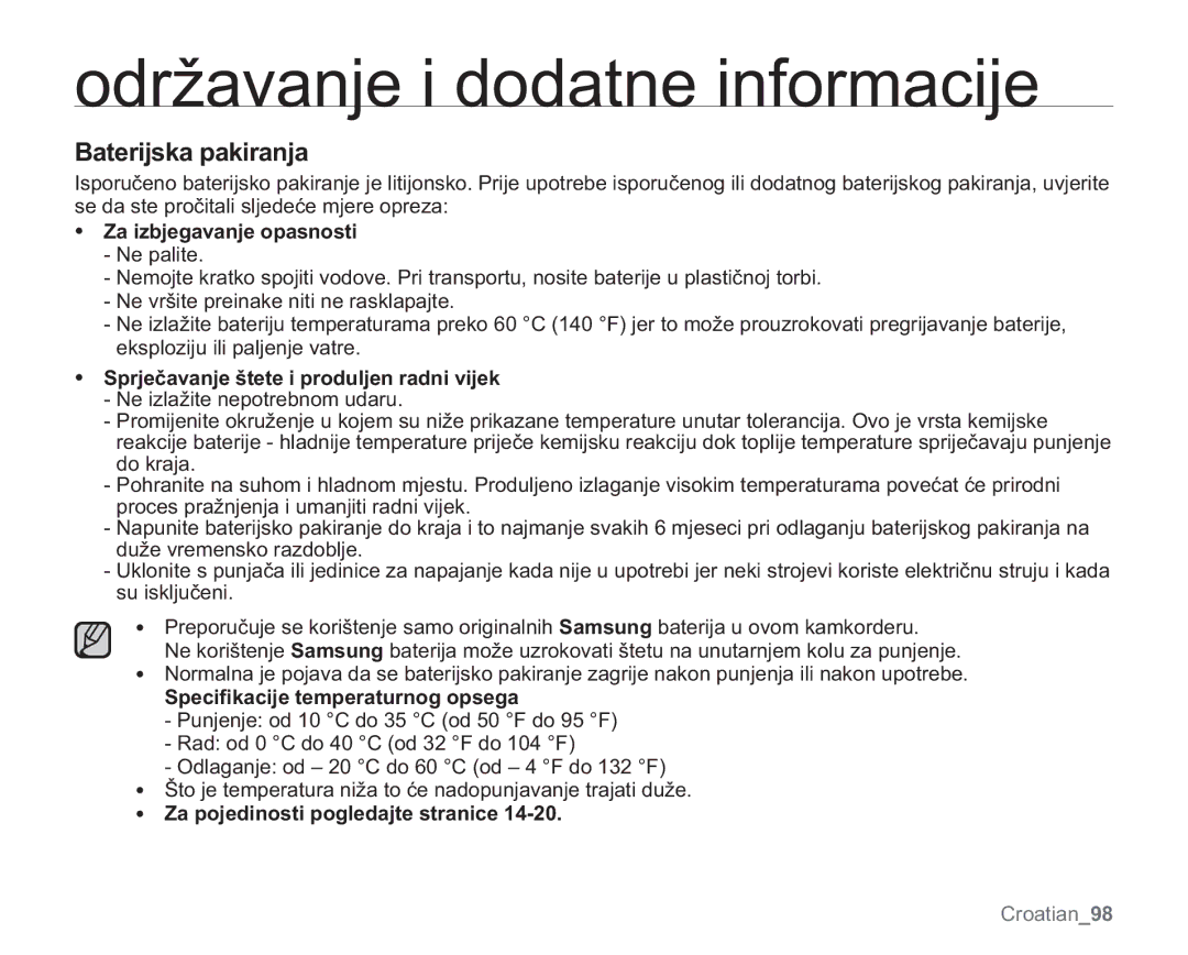 Samsung VP-MX20C/EDC manual DwhulmvndSdnludqmd, =DLemhjdydqmhRsdvqrvwl, 6SUMHþDYDQMHãWHWHLSURGXOMHQUDGQLYLMHN 