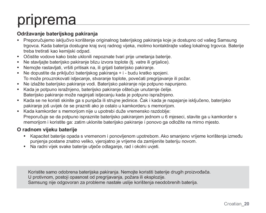 Samsung VP-MX20C/EDC manual 2GUåDYDQMHEDWHULMVNRJSDNLUDQMD, UdgqrpYlmhnxEdwhulmh, WuhedWuhwludwlNdrNhplmvnlRgsdg 