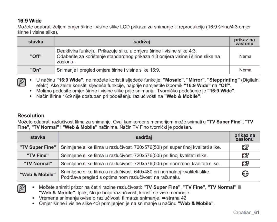 Samsung VP-MX20/EDC, VP-MX20R/EDC, VP-MX20C/EDC Resolution, 2II, 3RGUåDYDSUHJOHGVRSWLPDOQRPUDOXþLYRVWLQDUDþXQDOX 