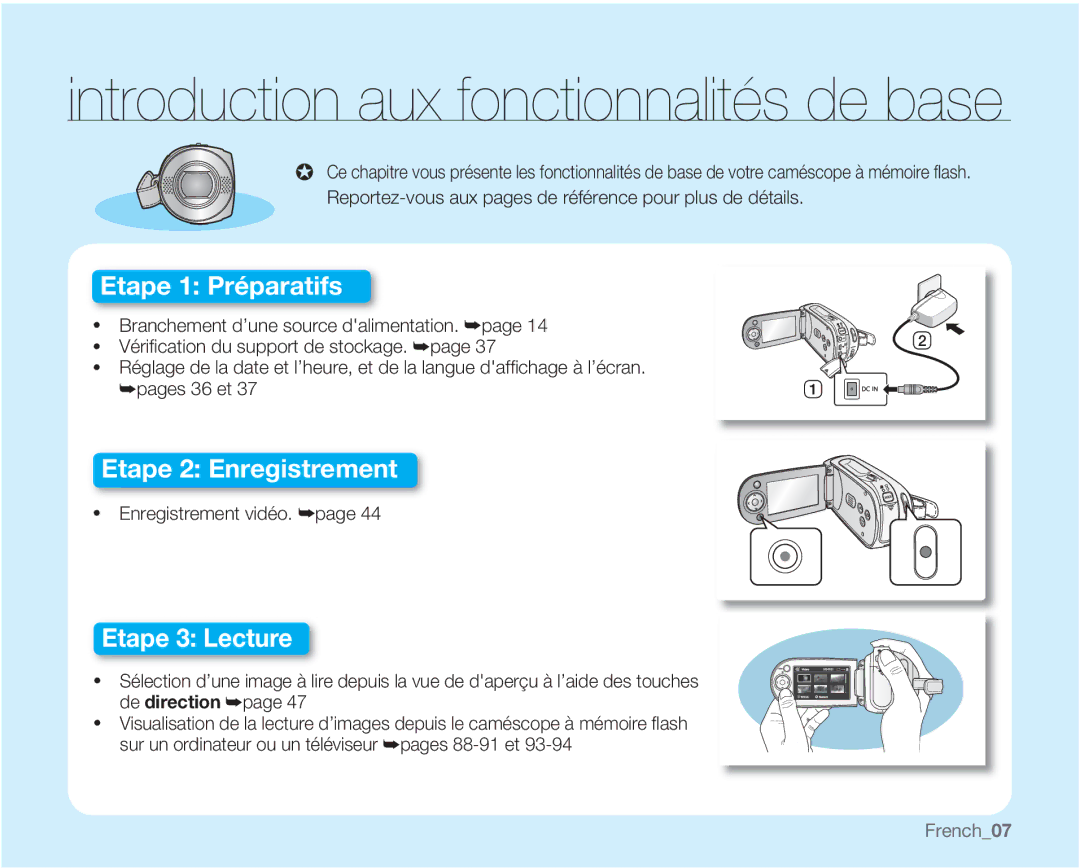 Samsung VP-MX20/EDC, VP-MX20R/EDC, VP-MX20C/EDC manual Enregistrement vidéo. ²page, French07 