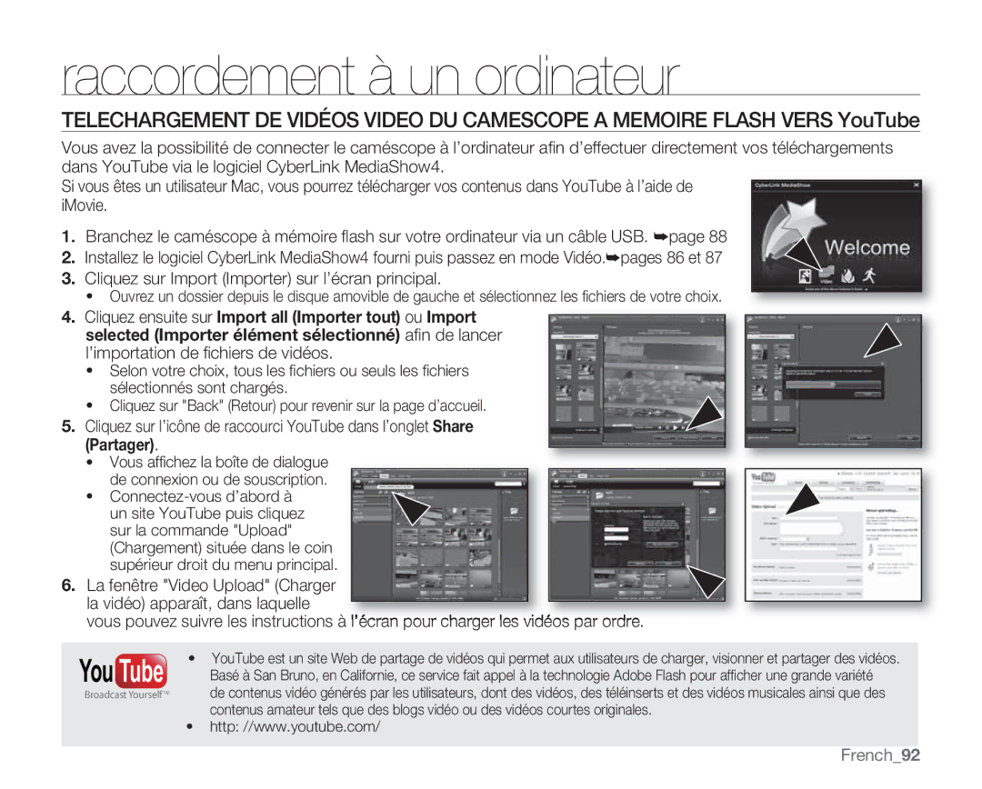 Samsung VP-MX20C/EDC, VP-MX20R/EDC, VP-MX20/EDC manual Partager, French92 