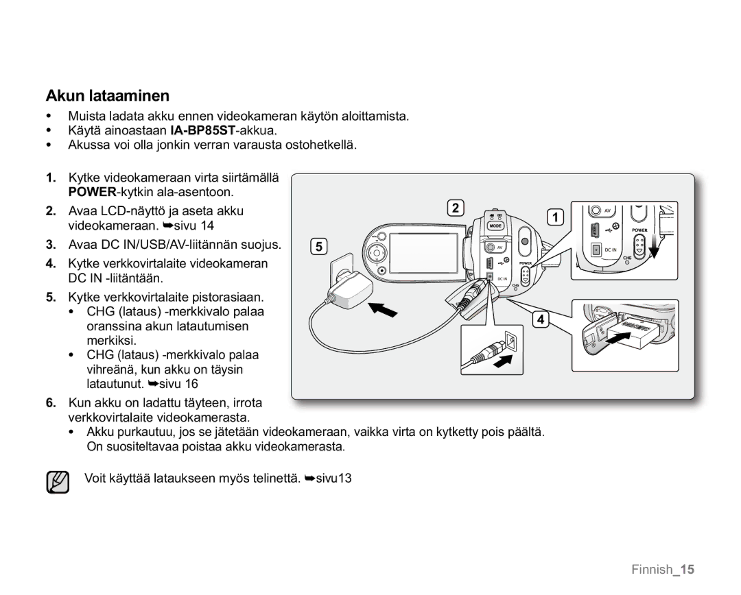 Samsung VP-MX20/EDC, VP-MX20R/EDC, VP-MX20L/EDC, VP-MX20H/EDC, VP-MX20/XEU manual Akun lataaminen 