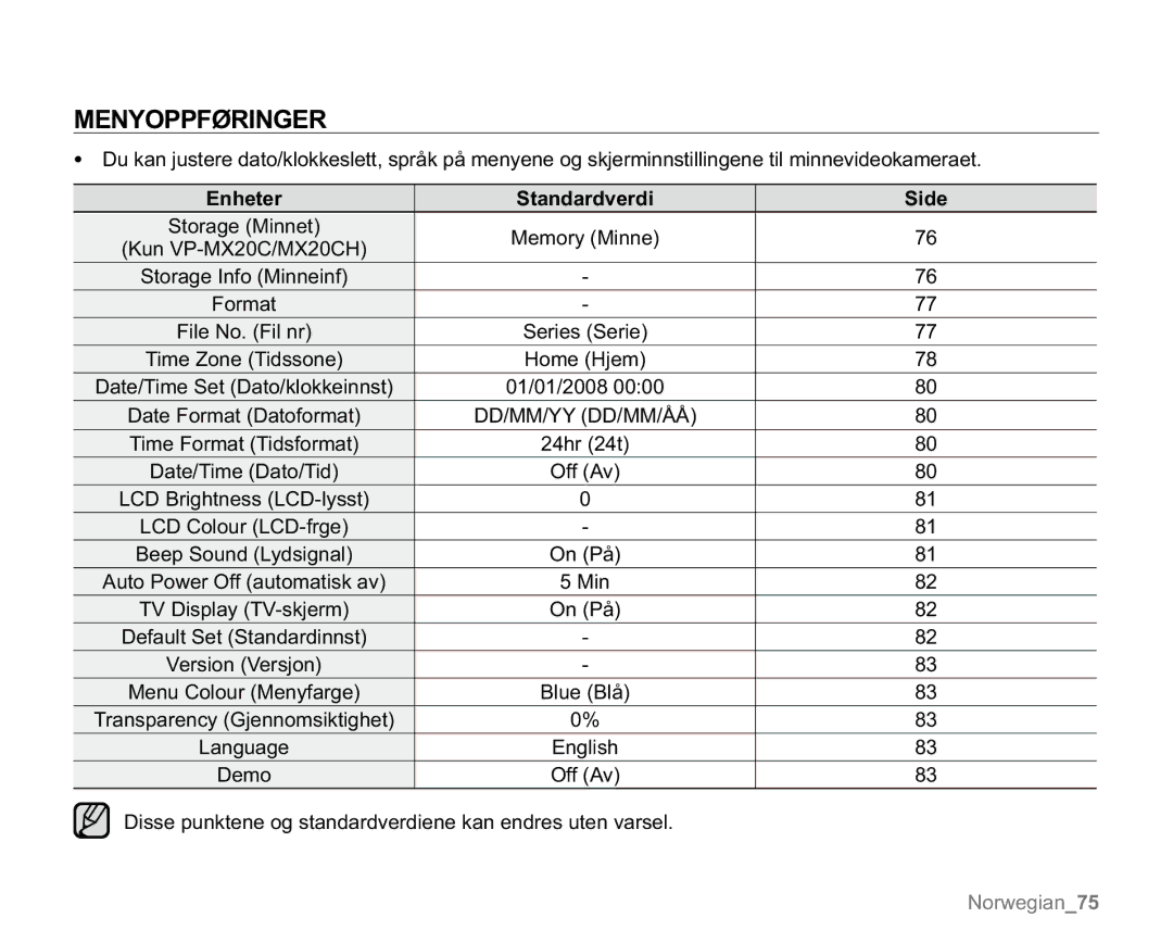 Samsung VP-MX20/EDC, VP-MX20R/EDC, VP-MX20L/EDC, VP-MX20H/EDC, VP-MX20/XEU manual Dd/Mm/Yy Dd/Mm/Åå 