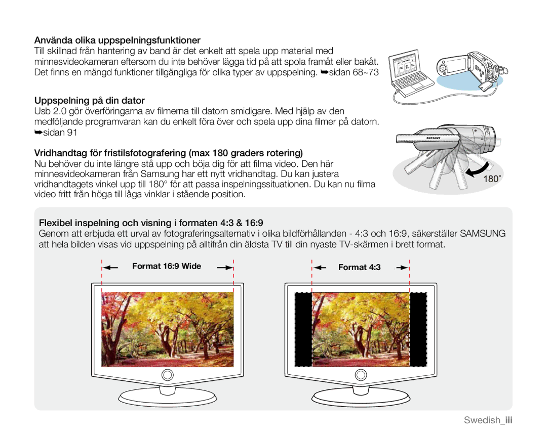 Samsung VP-MX20H/EDC, VP-MX20R/EDC, VP-MX20/EDC, VP-MX20L/EDC, VP-MX20/XEU manual Swedishiii 