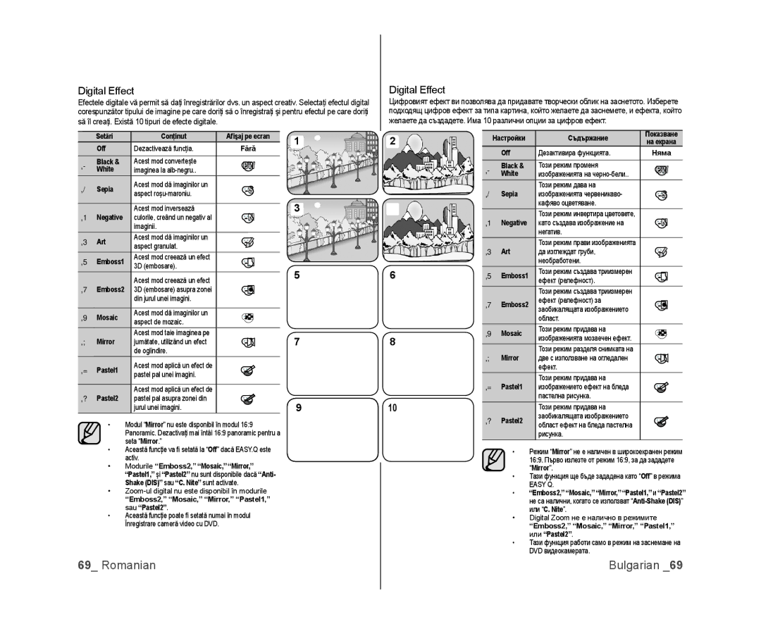 Samsung VP-DX100/EDC, VP-MX25E/EDC manual Digital Effect 