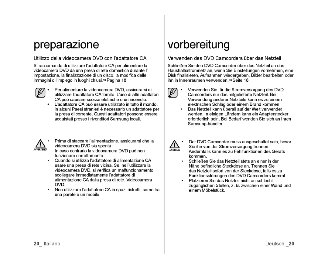 Samsung VP-DX103/XEF, VP-MX25E/EDC, VP-DX100/XEF, VP-DX100/XEO manual Kommen, Andernfalls kann es zu Fehlfunktionen des Geräts 