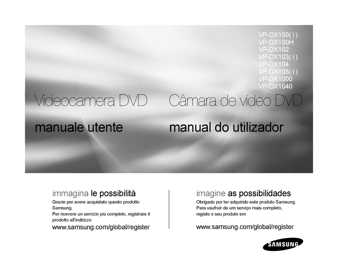 Samsung VP-DX100/XEF, VP-MX25E/EDC, VP-DX103/XEF, VP-DX100/XEO, VP-DX105/ESS, VP-DX100H/XEF manual Videocamera DVD 