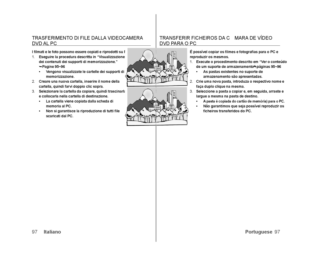 Samsung VP-DX100/XEF, VP-MX25E/EDC, VP-DX103/XEF, VP-DX100/XEO manual Trasferimento DI File Dalla Videocamera DVD AL PC 