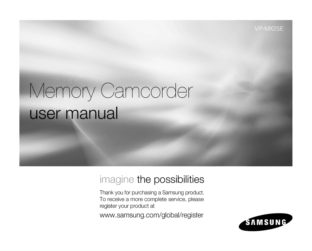 Samsung VP-MX25E/XER, VP-MX25E/EDC manual Memory Camcorder 