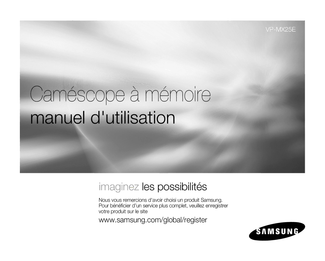 Samsung VP-MX25E/EDC manual Caméscope à mémoire 