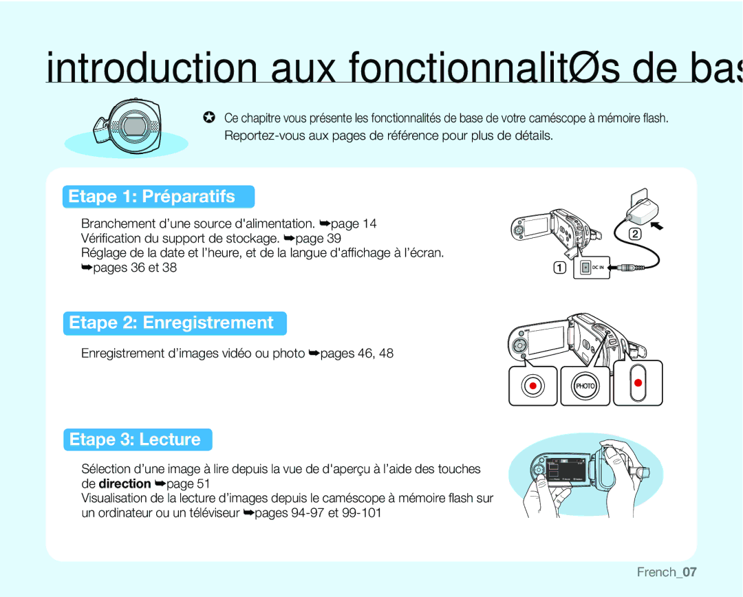 Samsung VP-MX25E/EDC manual Enregistrement d’images vidéo ou photo ²pages 46, French07 