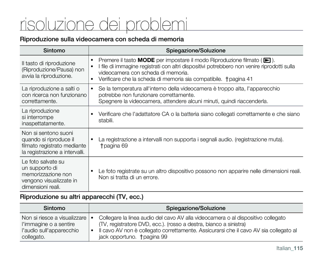 Samsung VP-MX25E/EDC manual Riproduzione sulla videocamera con scheda di memoria, Riproduzione su altri apparecchi TV, ecc 