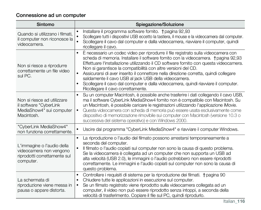 Samsung VP-MX25E/EDC manual Connessione ad un computer 