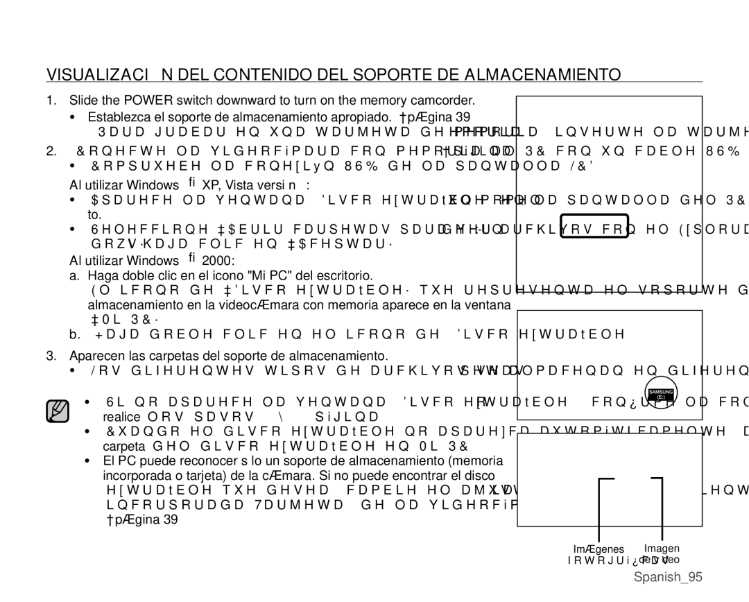 Samsung VP-MX25E/EDC Visualización DEL Contenido DEL Soporte DE Almacenamiento, RPSUXHEHODFRQHLyQ86%GHODSDQWDOOD/& 