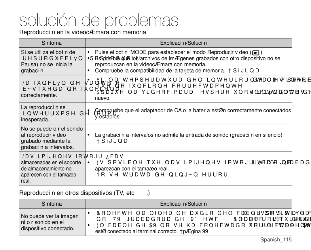 Samsung VP-MX25E/EDC manual Reproducción en la videocámara con memoria, Reproducción en otros dispositivos TV, etc 