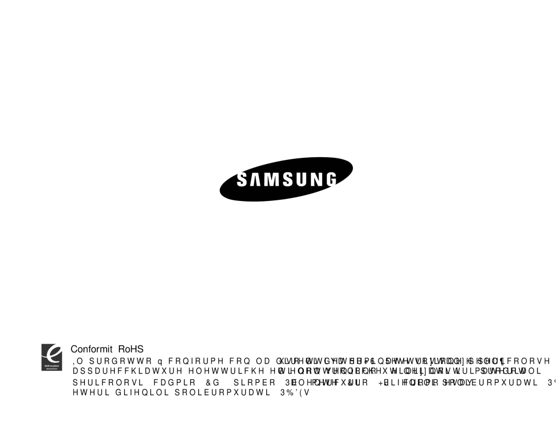 Samsung VP-MX25E/EDC manual Conformità RoHS 