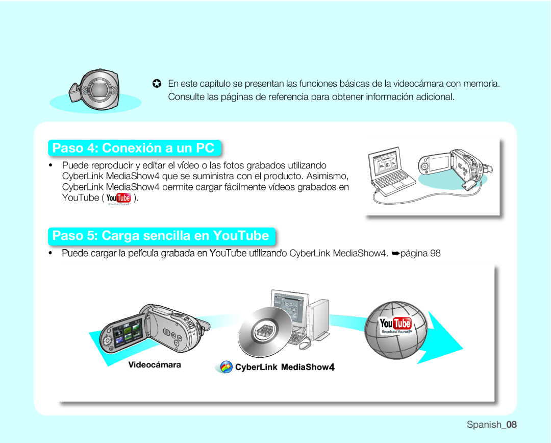 Samsung VP-MX25E/EDC manual Paso 4 Conexión a un PC 