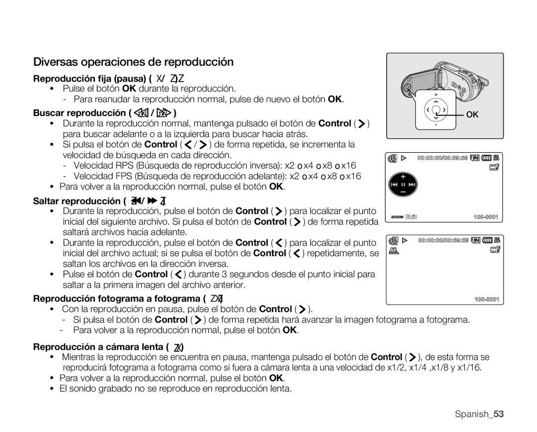 Samsung VP-MX25E/EDC manual Diversas operaciones de reproducción 