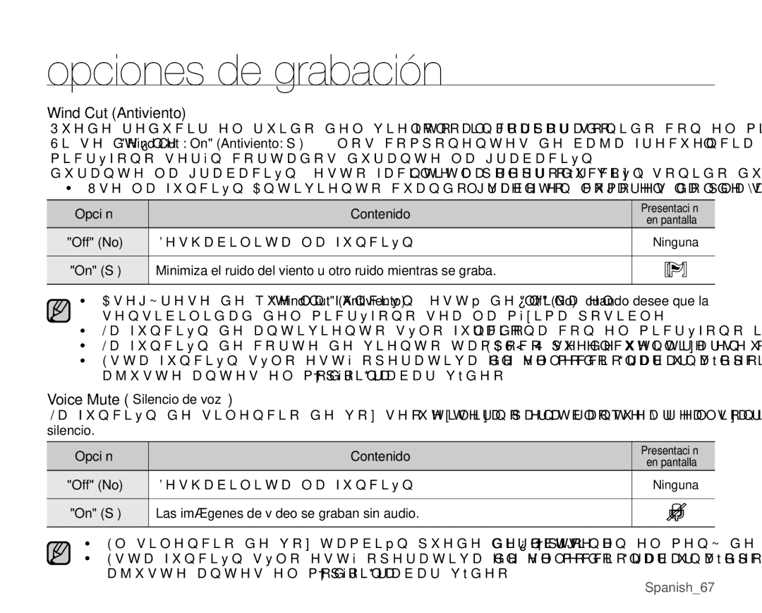 Samsung VP-MX25E/EDC manual Wind Cut Antiviento 