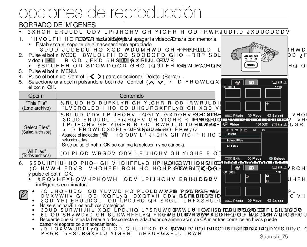 Samsung VP-MX25E/EDC manual Borrado DE Imágenes, Este archivo 