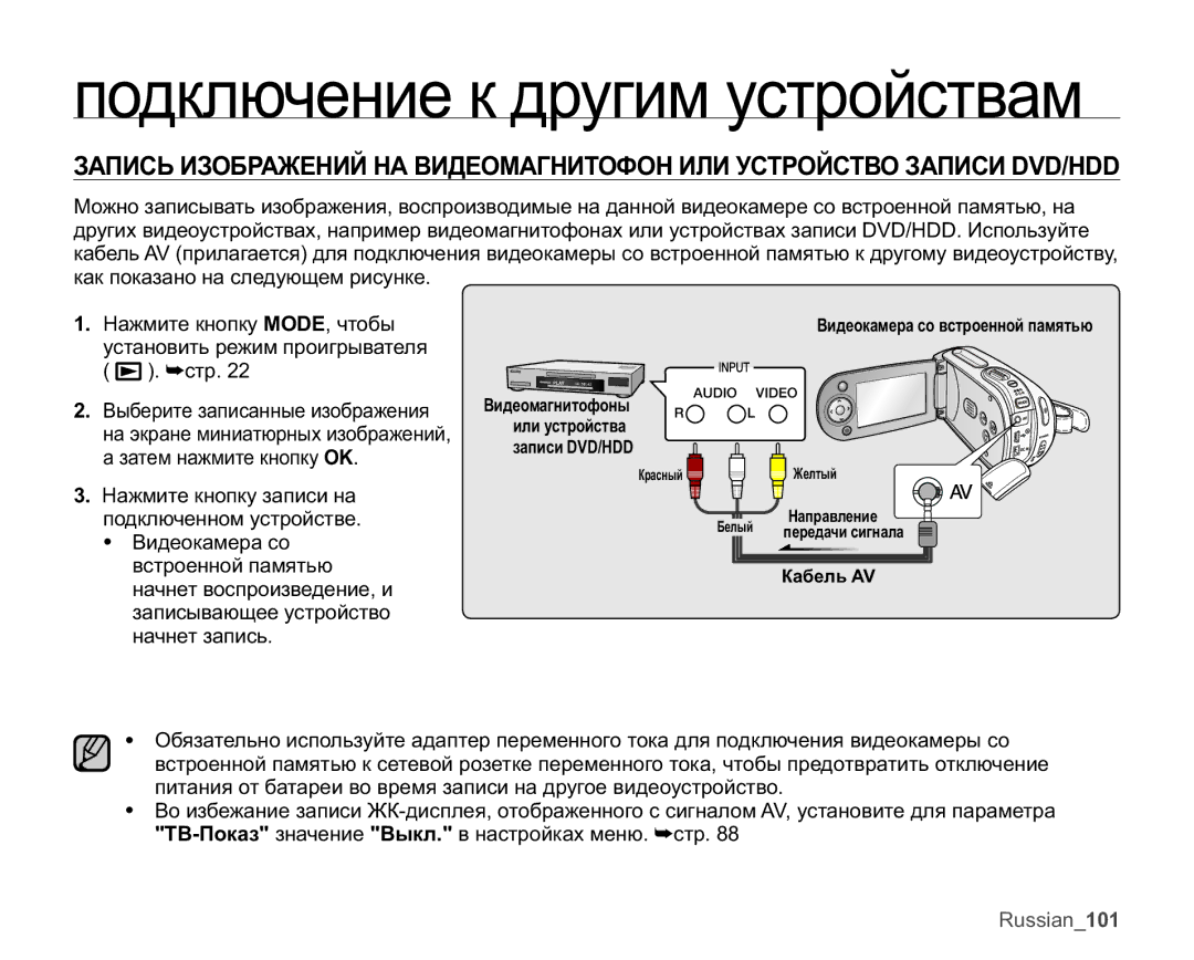 Samsung VP-MX25E/XER manual Russian101 