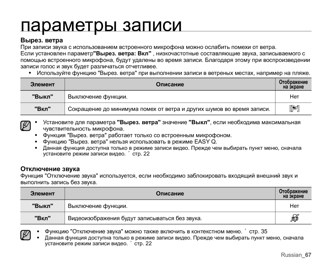 Samsung VP-MX25E/XER manual Ȼɵɪɟɡɜɟɬɪɚ, Ɉɬɤɥɸɱɟɧɢɟɡɜɭɤɚ 