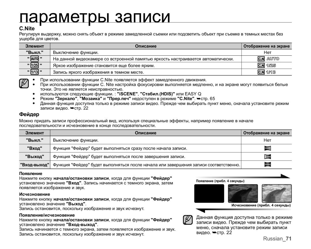 Samsung VP-MX25E/XER manual Nite, Ɏɟɣɞɟɪ 