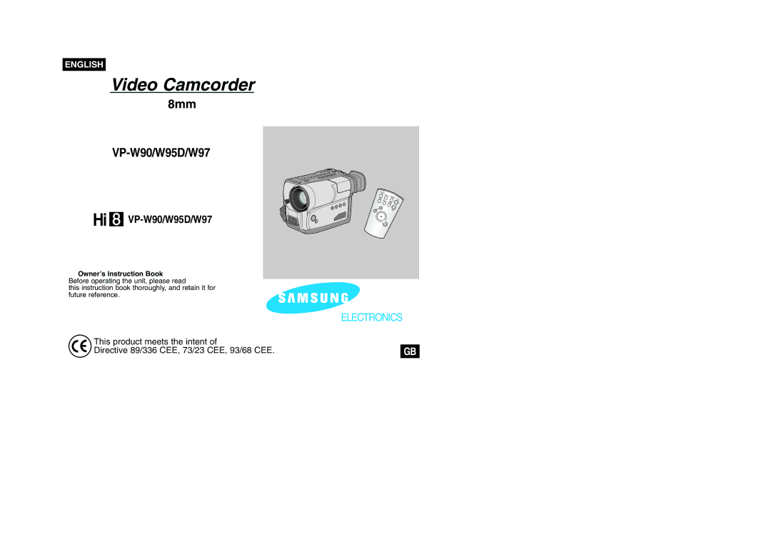 Samsung VP W 97 manual Video Camcorder 