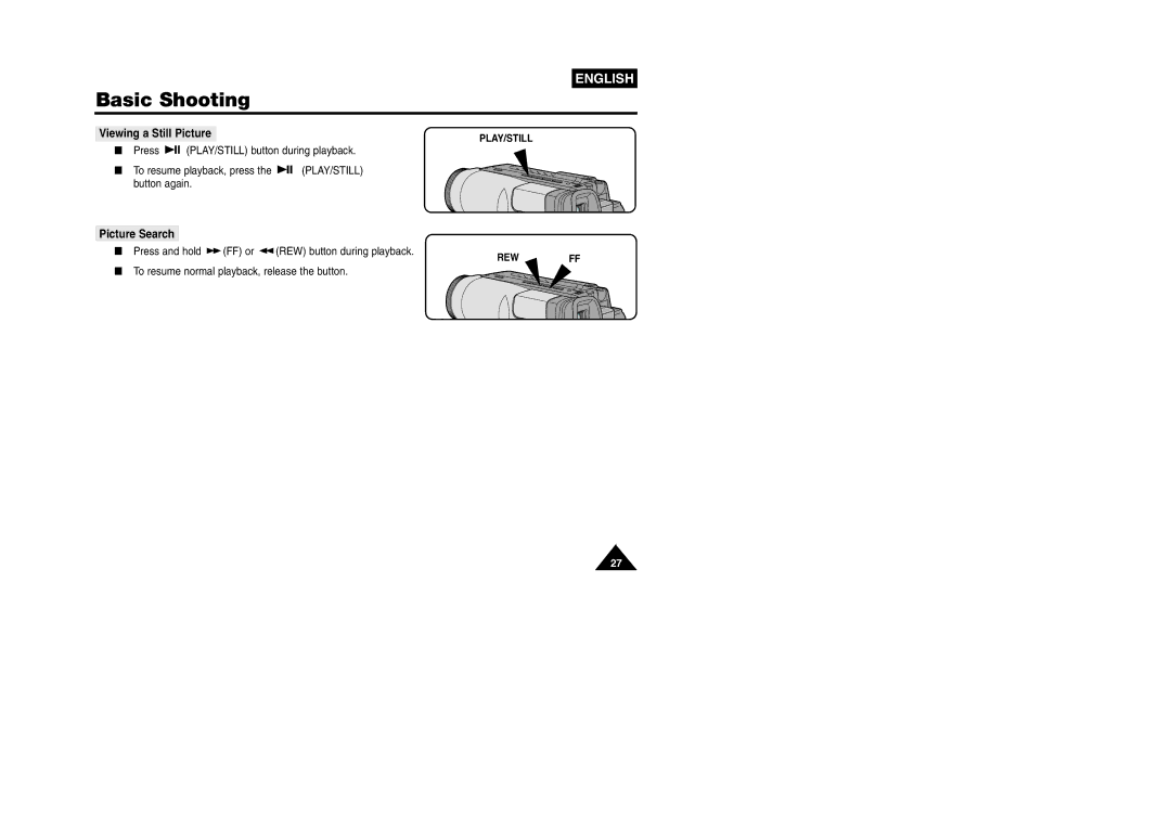 Samsung VP W 97 manual Viewing a Still Picture, Picture Search 