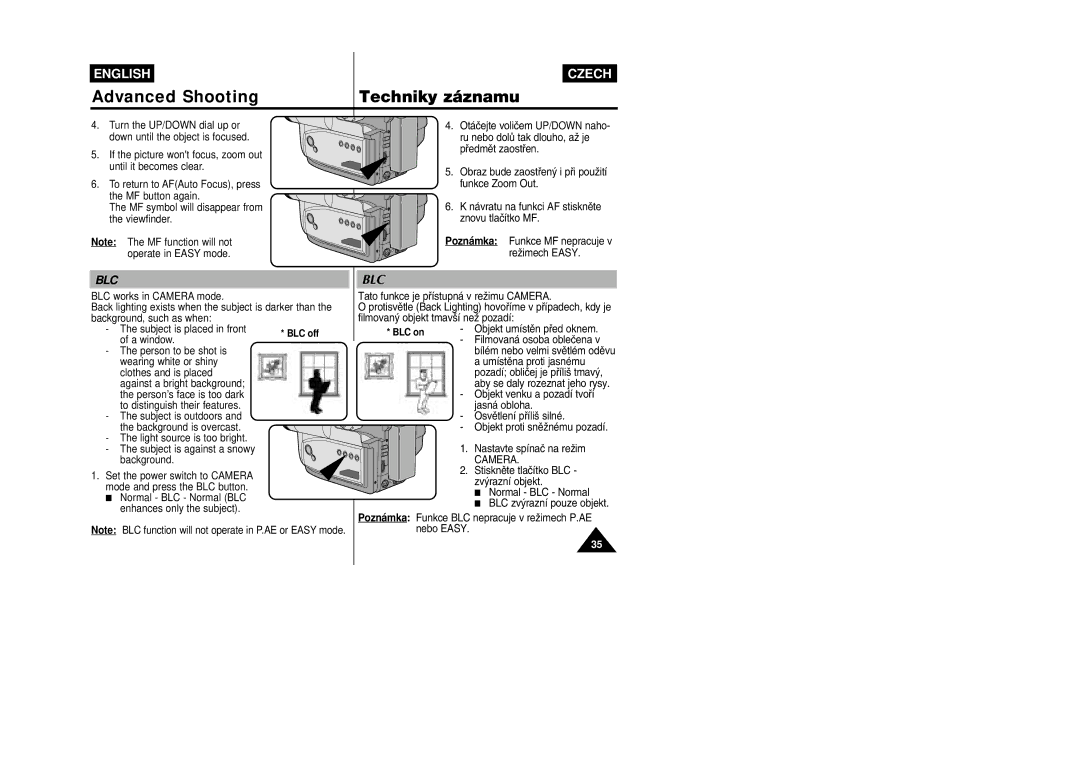 Samsung VP-W87D, VP-W80 manual Blc 