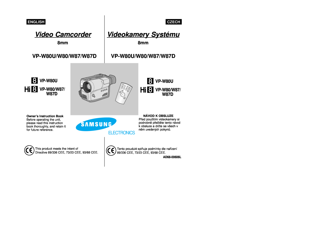 Samsung VP-W87D manual English, Czech, Video Camcorder, Videokamery Systému, VP-W80U/W80/W87/W87D, Electronics 