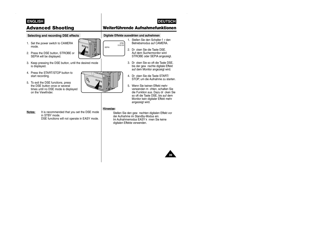 Samsung VP-W90/W97 manual Sepia 