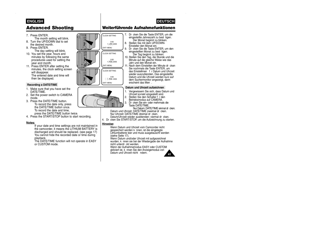 Samsung VP-W90/W97 manual Date/Time 