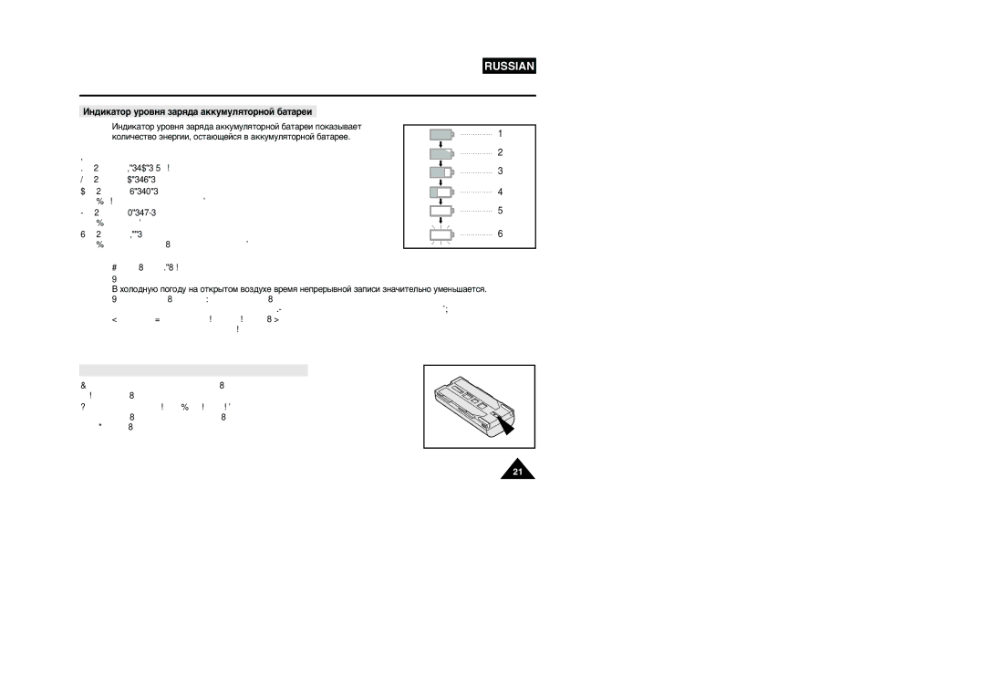 Samsung VP-W95D/XEV manual ËÓ‚ÂÚ ÔÓ ËÒÔÓÎ¸ÁÓ‚‡ÌË˛ ‡ÍÍÛÏÛÎﬂÚÓÌÓÈ ·‡Ú‡ÂË 