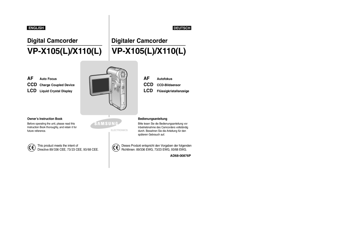 Samsung VP-X110L manual Before operating the unit, please read this, Instruction Book thoroughly, and retain it for 