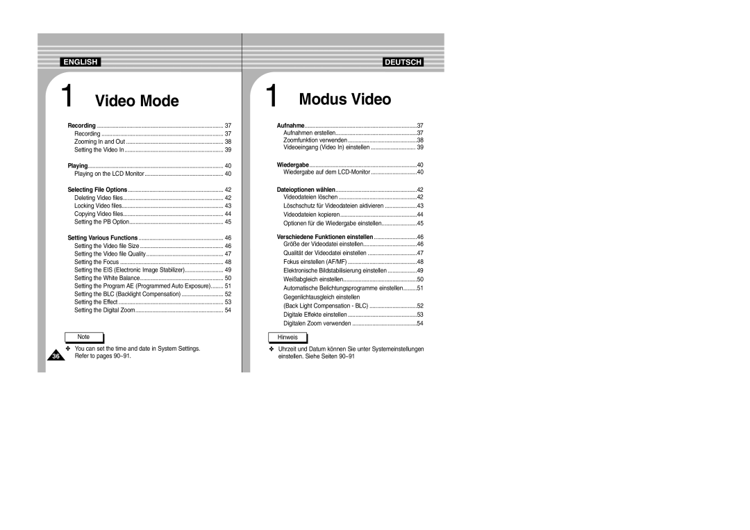 Samsung VP-X105L, VP-X110L manual Optionen für die Wiedergabe einstellen, Elektronische Bildstabilisierung einstellen 