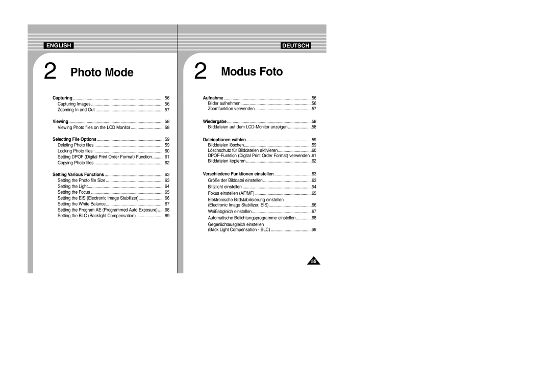 Samsung VP-X110L manual Setting Dpof Digital Print Order Format Function, Setting the Program AE Programmed Auto Exposure 